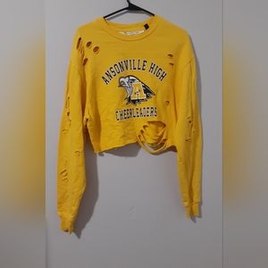 TopShop Tee and Cake womans SZ 4 Yellow Cropped Sweatshirt Ansonville High New